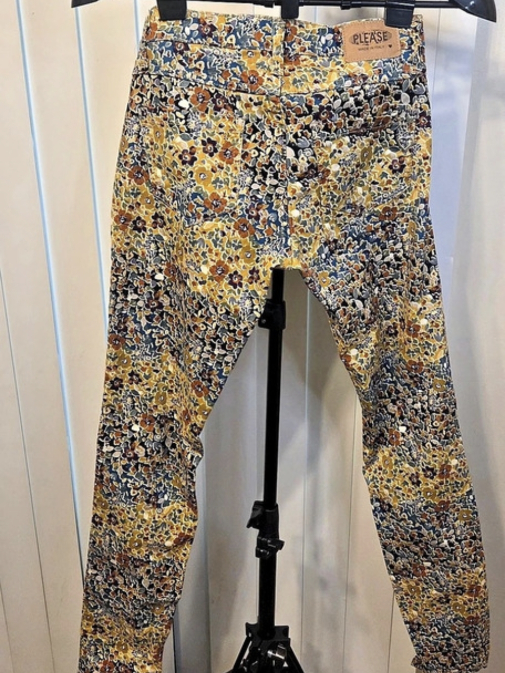 Please Floral Pants in Yellow & Blue Size Small